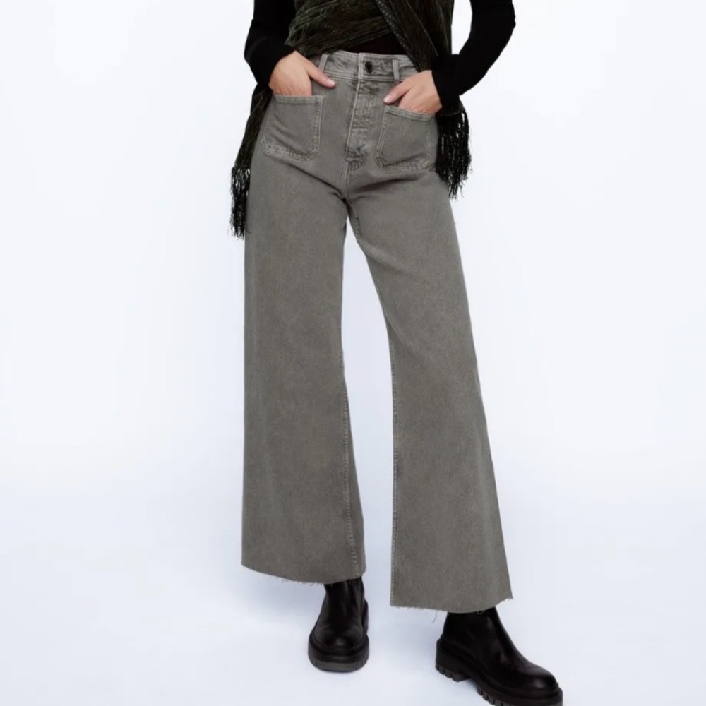 Zara zw the marine straight patch pocket jeans
